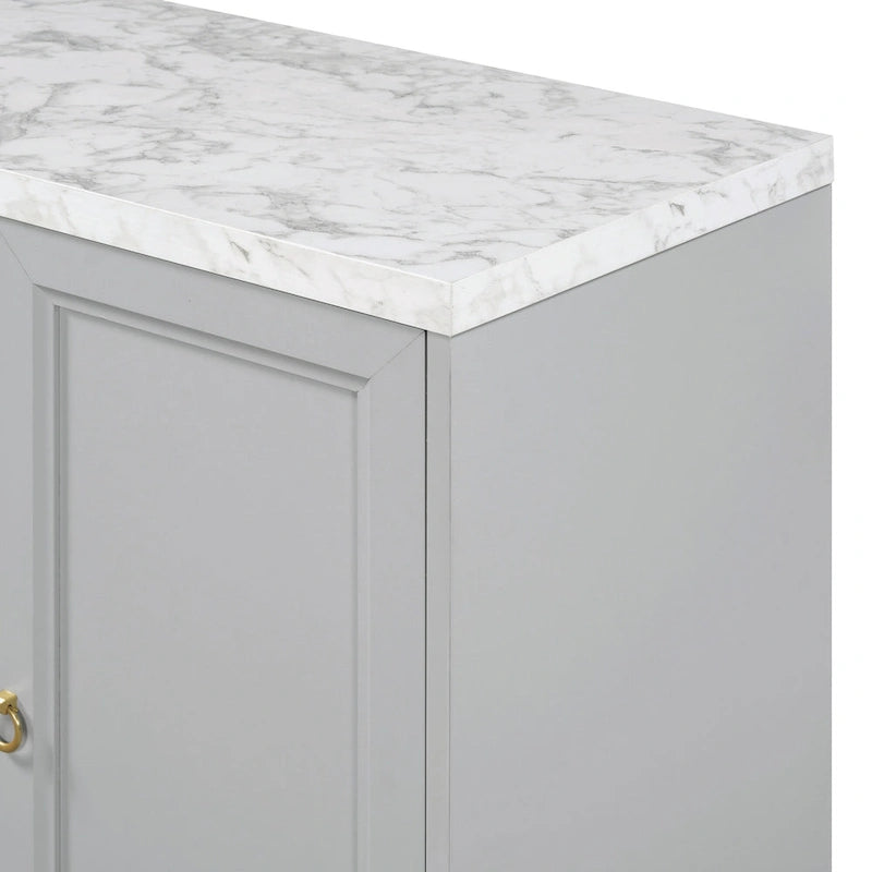 Modern Sideboard with 4 door cabinet with Metal Handles and Adjustable Shelves