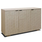 Light Cream 3-Door Shagreen Credenza with Adjustable Shelves