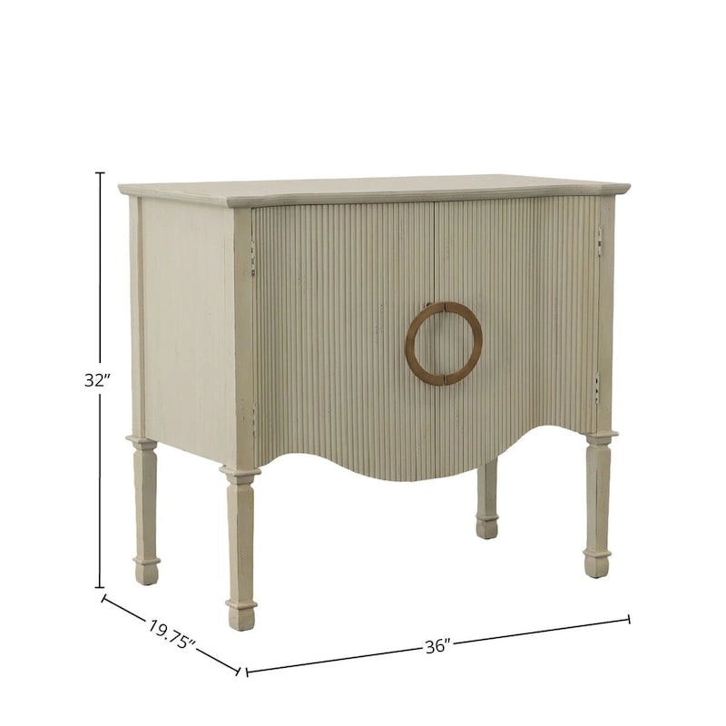 Distressed Cream 2-Door Server with Brass Handles, 36"W