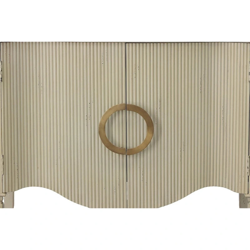 Distressed Cream 2-Door Server with Brass Handles, 36"W