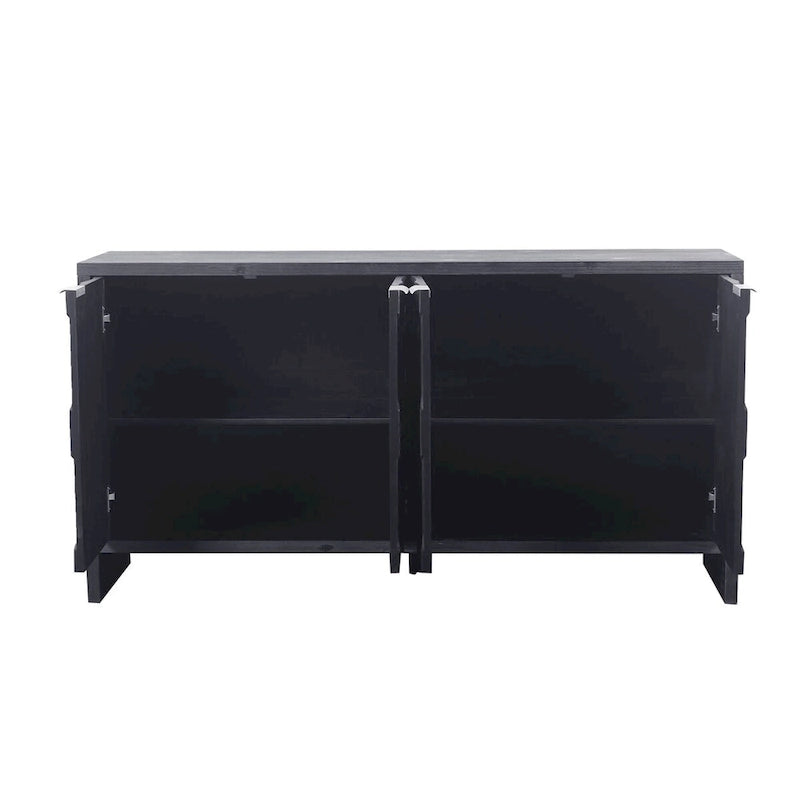 Accent Cabinet Farmhouse Style 4 Door Wooden Cabinet