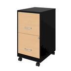 White / Black 2-Drawer Mobile Metal Vertical File Cabinet with Lock, Letter Size, Single