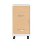 White / Black 2-Drawer Mobile Metal Vertical File Cabinet with Lock, Letter Size, Single