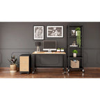 White / Black 2-Drawer Mobile Metal Vertical File Cabinet with Lock, Letter Size, Single