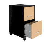 White / Black 2-Drawer Mobile Metal Vertical File Cabinet with Lock, Letter Size, Single
