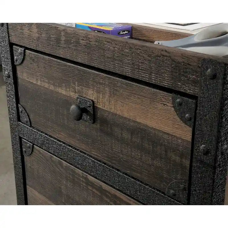 Carbon Oak 2-Drawer Mobile File Cabinet with Locking Casters