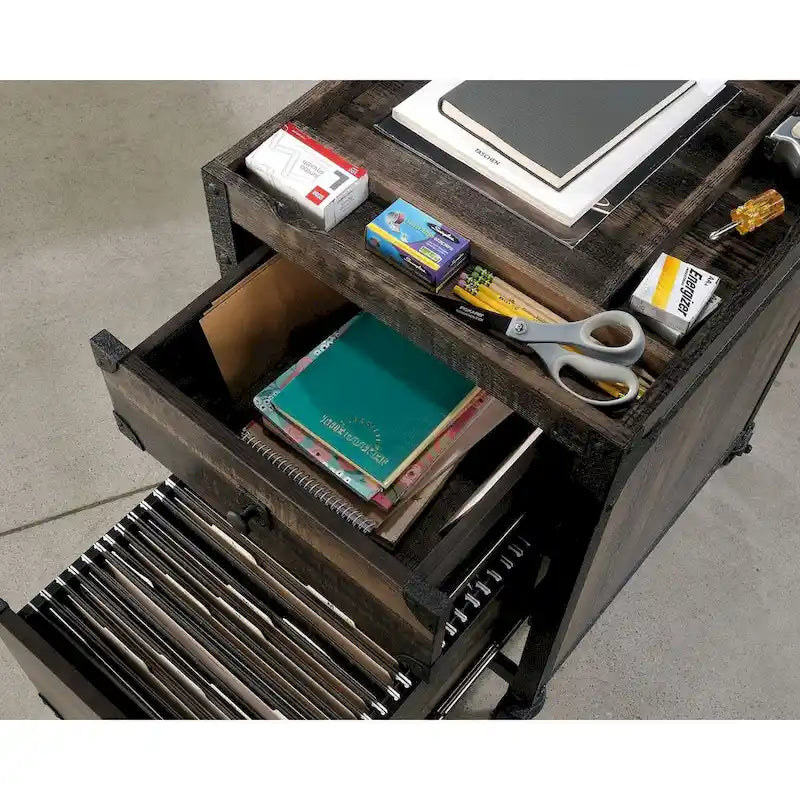Carbon Oak 2-Drawer Mobile File Cabinet with Locking Casters