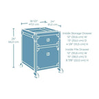 Carbon Oak 2-Drawer Mobile File Cabinet with Locking Casters