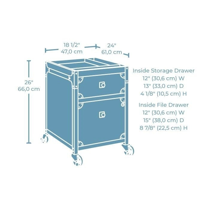 Carbon Oak 2-Drawer Mobile File Cabinet with Locking Casters
