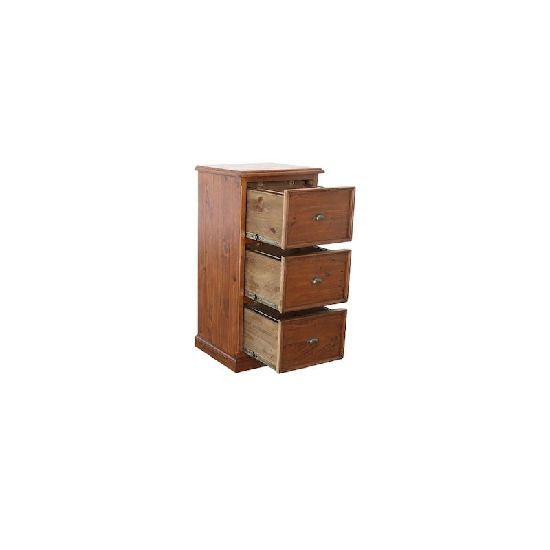 Brown 3-Drawer Reclaimed Pine File Cabinet, 23"W