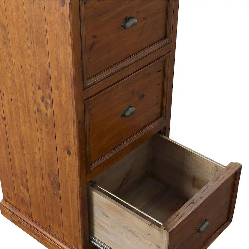 Brown 3-Drawer Reclaimed Pine File Cabinet, 23"W