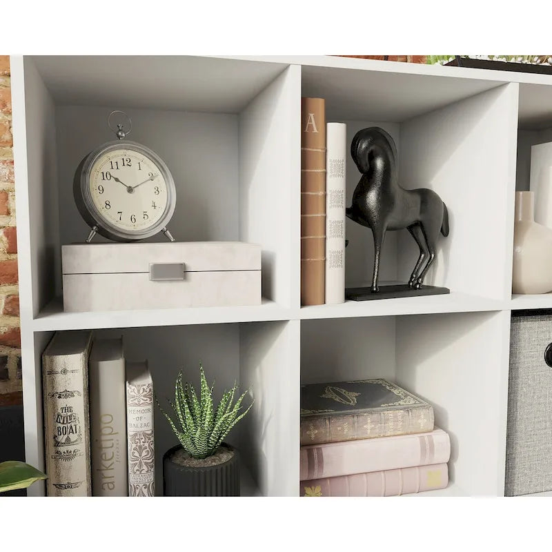 Charter Oak/White 6-Cube Organizer with Metal Base