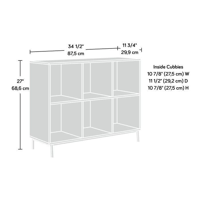 Charter Oak/White 6-Cube Organizer with Metal Base