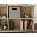 Charter Oak/White 6-Cube Organizer with Metal Base