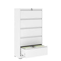 White 5-Drawer Steel Lateral File Cabinet with Lock, Single, Freestanding