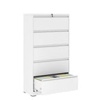 White 5-Drawer Steel Lateral File Cabinet with Lock, Single, Freestanding