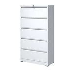 White 5-Drawer Steel Lateral File Cabinet with Lock, Single, Freestanding