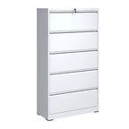 White 5-Drawer Steel Lateral File Cabinet with Lock, Single, Freestanding