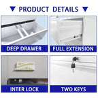 White 5-Drawer Steel Lateral File Cabinet with Lock, Single, Freestanding