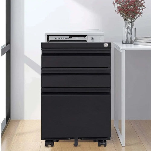 3 Drawer Mobile Metal Filing Cabinets with Lock for Home Office,Letters/Legal/A4