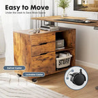Mobile Lateral File Cabinet & Printer Stand with 3 Drawers and 2 Open Shelves