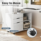 Mobile Lateral File Cabinet & Printer Stand with 3 Drawers and 2 Open Shelves