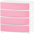 White / Black 4-Drawer Wide Plastic Storage Cart with Swivel Wheels, Single