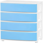 White / Black 4-Drawer Wide Plastic Storage Cart with Swivel Wheels, Single