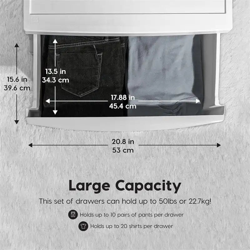 White / Black 4-Drawer Wide Plastic Storage Cart with Swivel Wheels, Single
