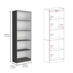 Beige / Black / White 3-Piece Bookcase Set with Open Shelves and 2-Door Cabinets, 74"W