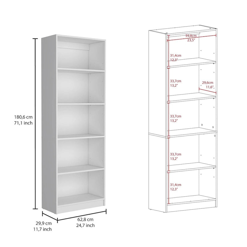Beige / Black / White 3-Piece Bookcase Set with Open Shelves and 2-Door Cabinets, 74"W
