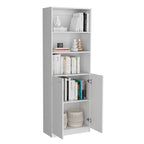 Beige / Black / White 3-Piece Bookcase Set with Open Shelves and 2-Door Cabinets, 74"W