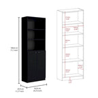 Beige / Black / White 3-Piece Bookcase Set with Open Shelves and 2-Door Cabinets, 74"W