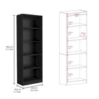 Beige / Black / White 3-Piece Bookcase Set with Open Shelves and 2-Door Cabinets, 74"W