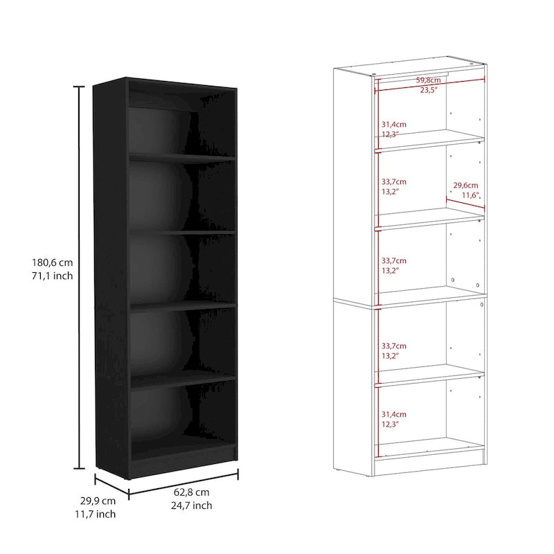 Beige / Black / White 3-Piece Bookcase Set with Open Shelves and 2-Door Cabinets, 74"W
