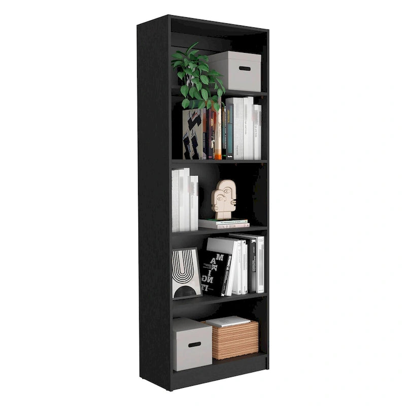 Beige / Black / White 3-Piece Bookcase Set with Open Shelves and 2-Door Cabinets, 74"W