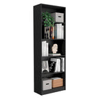 Beige / Black / White 3-Piece Bookcase Set with Open Shelves and 2-Door Cabinets, 74"W