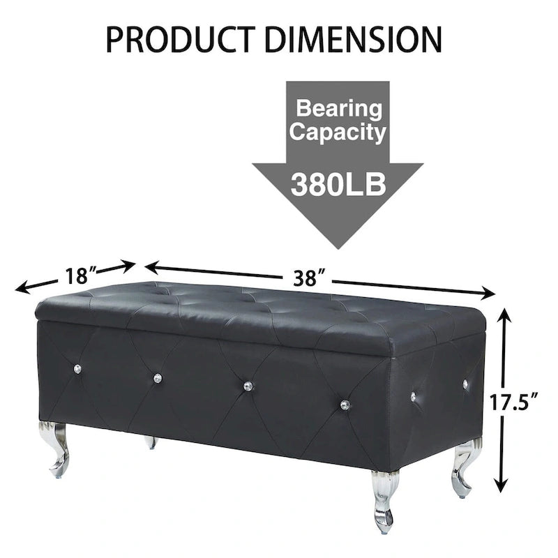 PU Leather Upholstered Ottoman with Storage