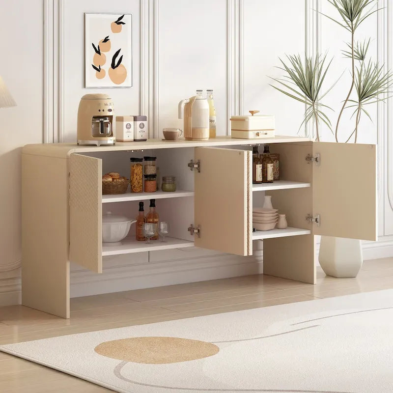Minimalist Style 60 Inch Large Sideboard with 4 Doors