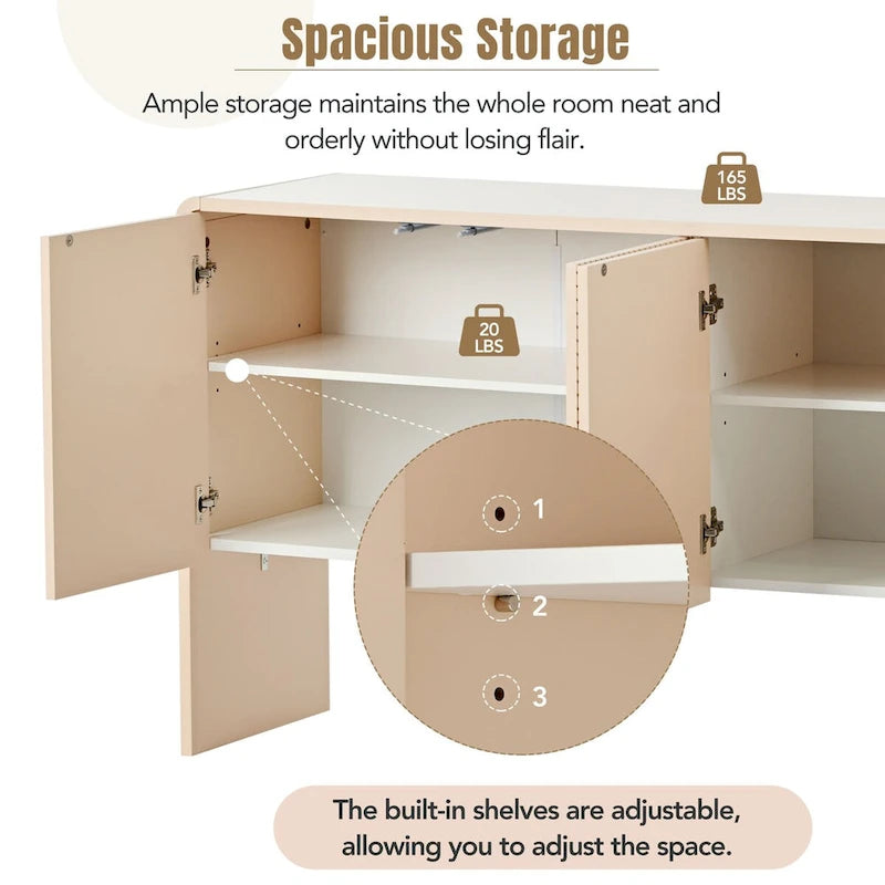 Minimalist Style 60 Inch Large Sideboard with 4 Doors