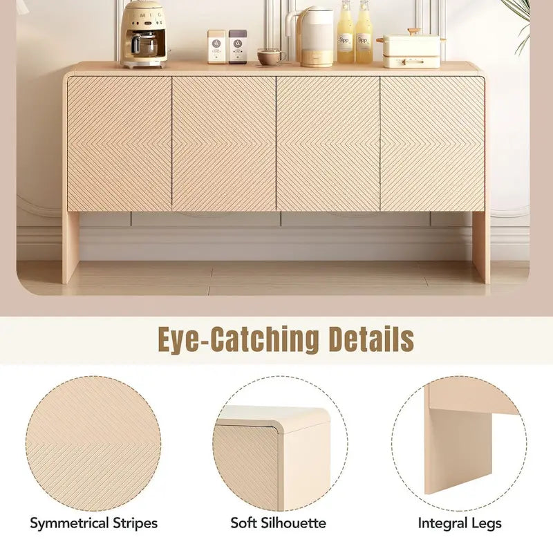 Minimalist Style 60 Inch Large Sideboard with 4 Doors