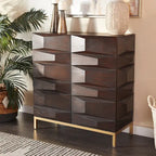 Brown 2/4-Door Geometric Cabinet with 1 Shelf, 2 Sizes