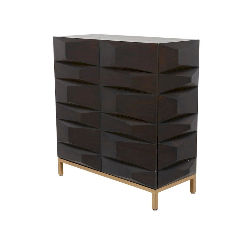 Brown 2/4-Door Geometric Cabinet with 1 Shelf, 2 Sizes