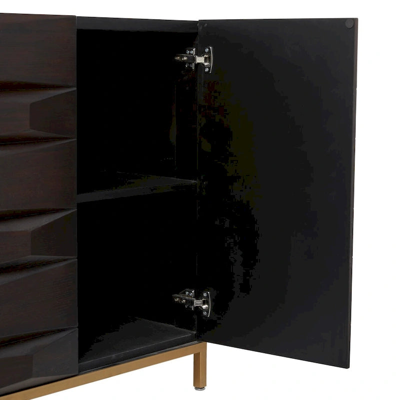 Brown 2/4-Door Geometric Cabinet with 1 Shelf, 2 Sizes