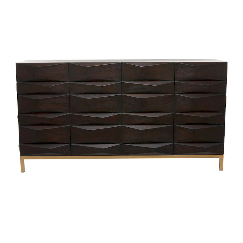 Brown 2/4-Door Geometric Cabinet with 1 Shelf, 2 Sizes