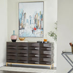 Brown 2/4-Door Geometric Cabinet with 1 Shelf, 2 Sizes