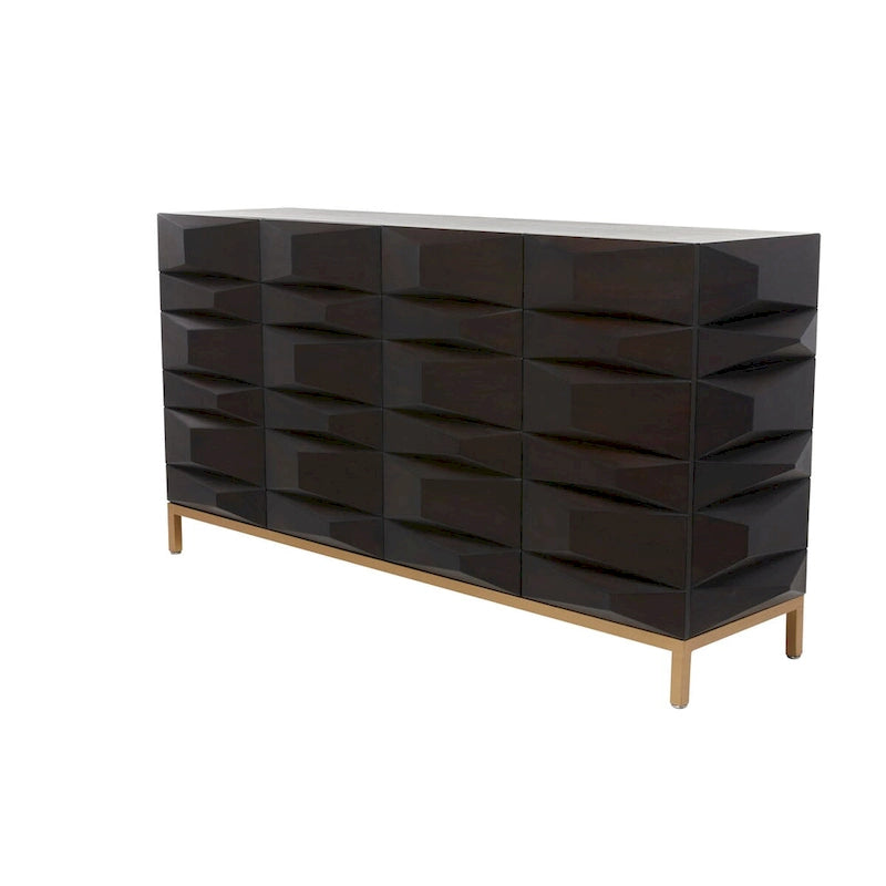 Brown 2/4-Door Geometric Cabinet with 1 Shelf, 2 Sizes