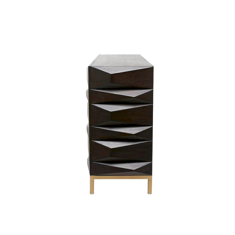 Brown 2/4-Door Geometric Cabinet with 1 Shelf, 2 Sizes