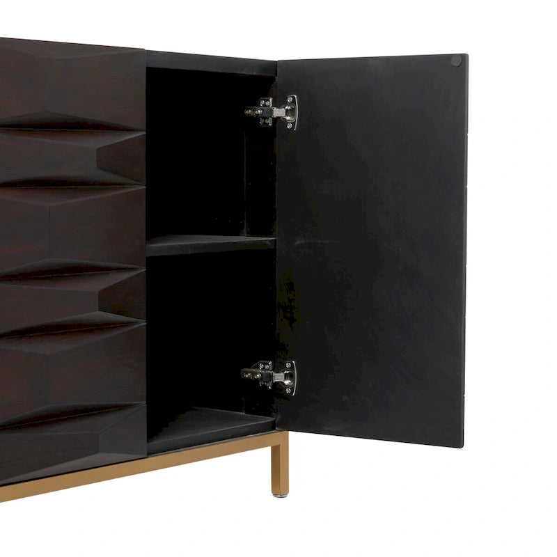 Brown 2/4-Door Geometric Cabinet with 1 Shelf, 2 Sizes