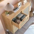 Storage Cabinet with Rattan Door 3 Drawers - 11.8D x 31.5W x 30.7H